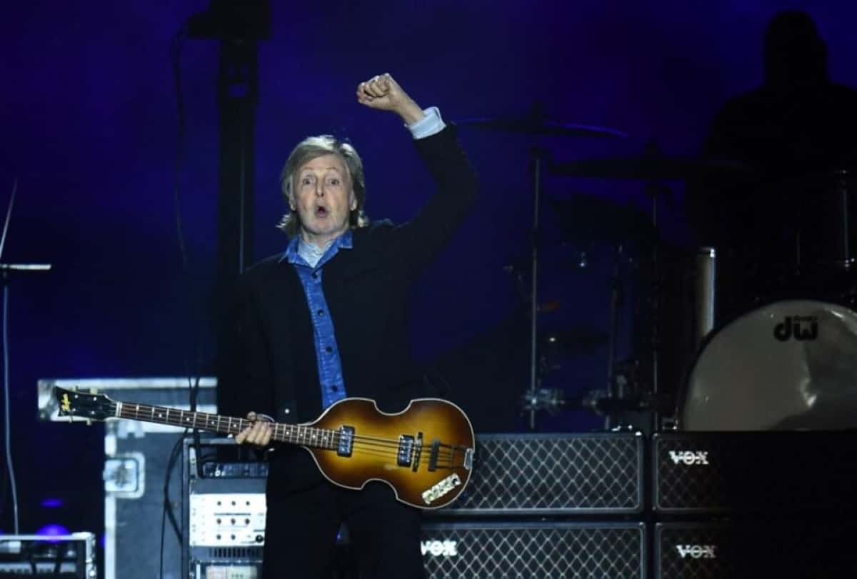 English musician Sir Paul McCartney performs as part of his 'Got Back' tour, at the Centenario stadiium in Montevideo on October 1, 2024. (Photo by DANTE FERNANDEZ / AFP)