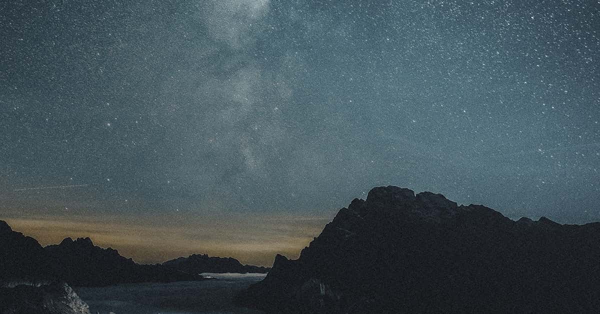 Starry night nature background with mountains aesthetic remixed media
