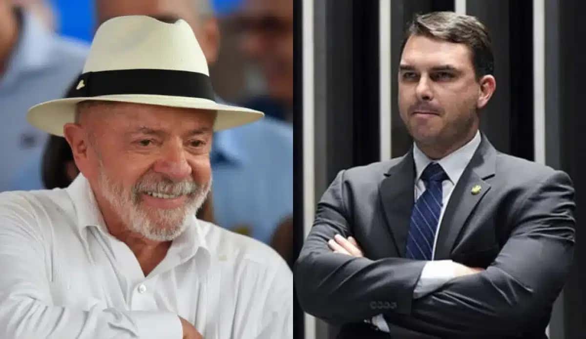 Lula (PT) e Flávio Bolsonaro (PL)