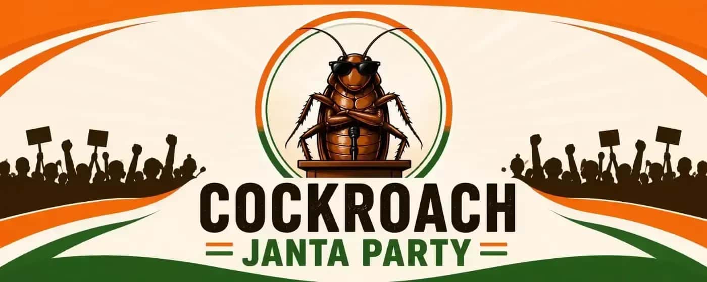 Logo do partido CJP (Cockroach Janta Party), conhecido como movimento “das baratas”