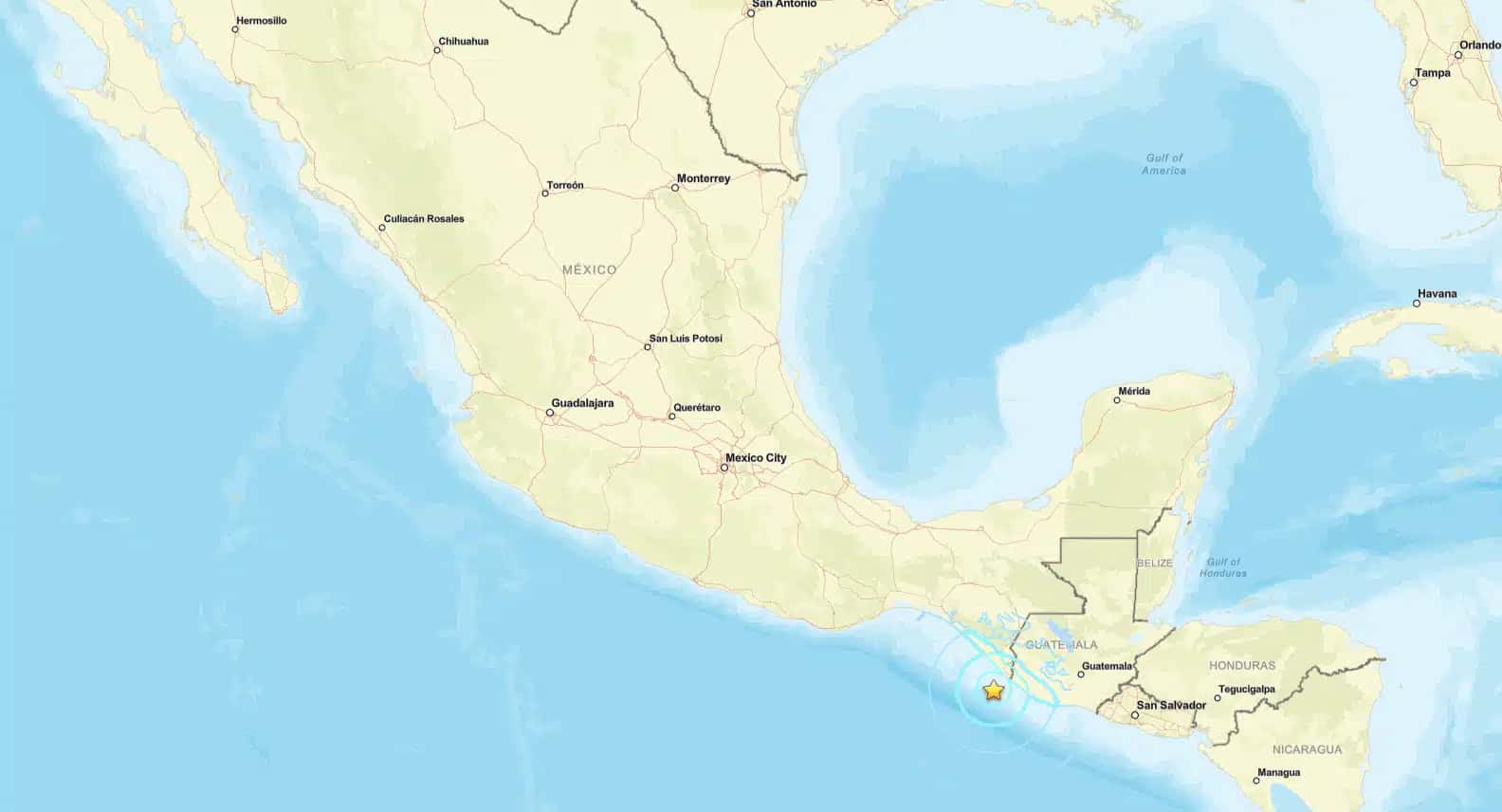 Um terremoto de magnitude 5,8 atingiu a costa de Puerto Madero, no México