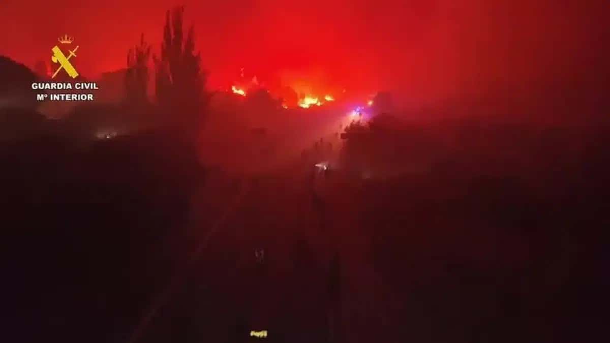 Imagens de drone do incêndio na Espanha