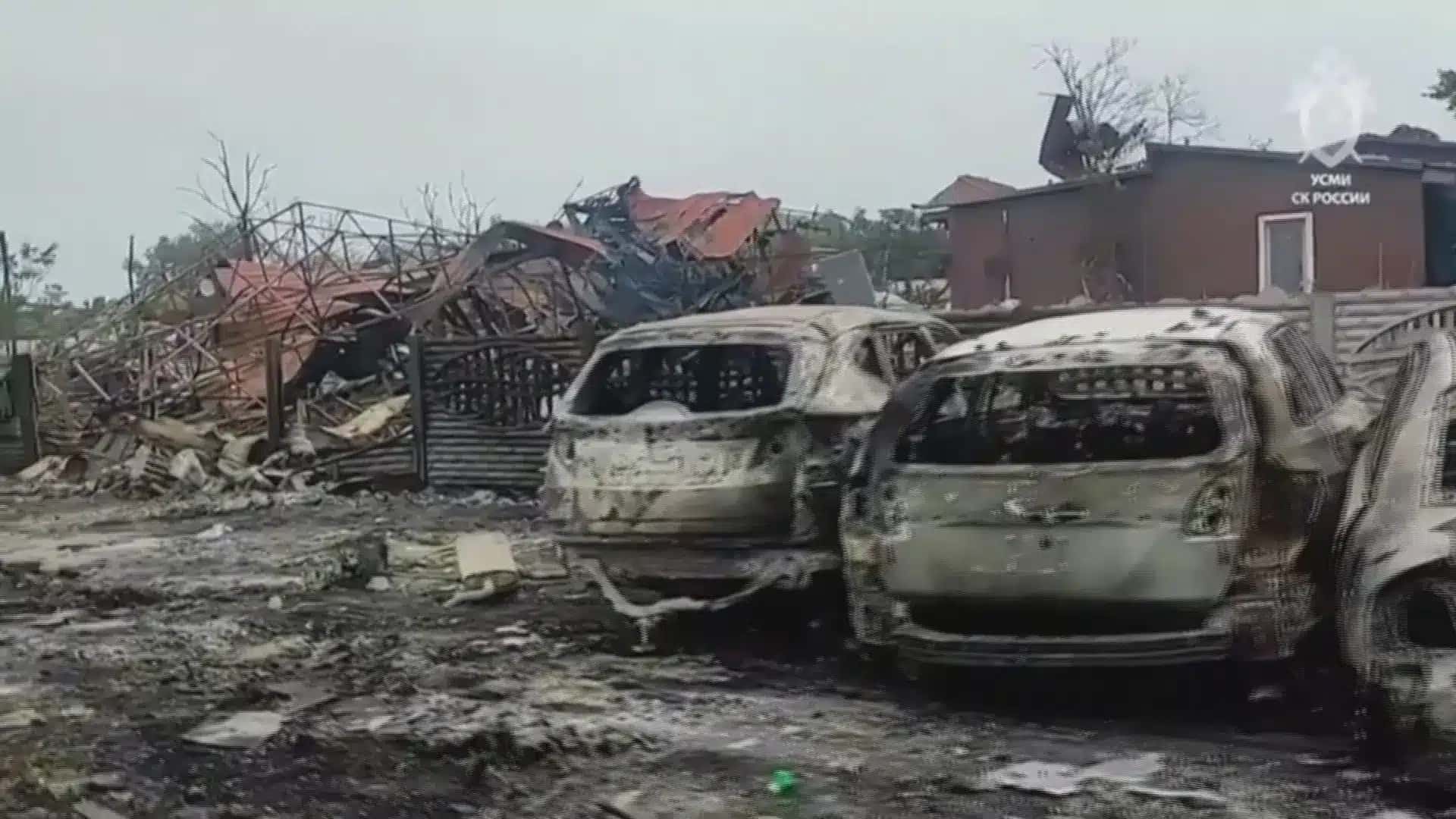 Destruição deixada por ataque na Rússia