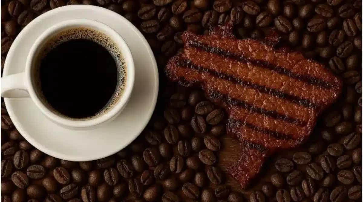 Imagem gerada por IA de café e carne