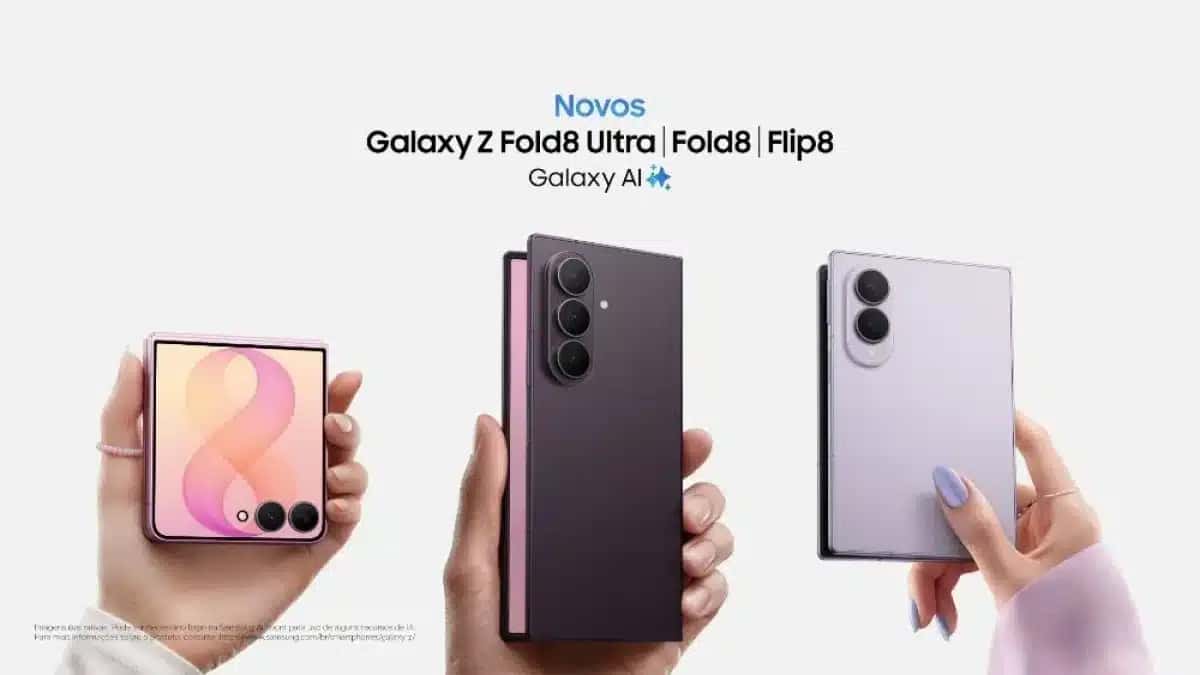 Linha Galaxy Z Fold8, com três modelos: Z Fold8, Z Fold8 Ultra e Z Flip8