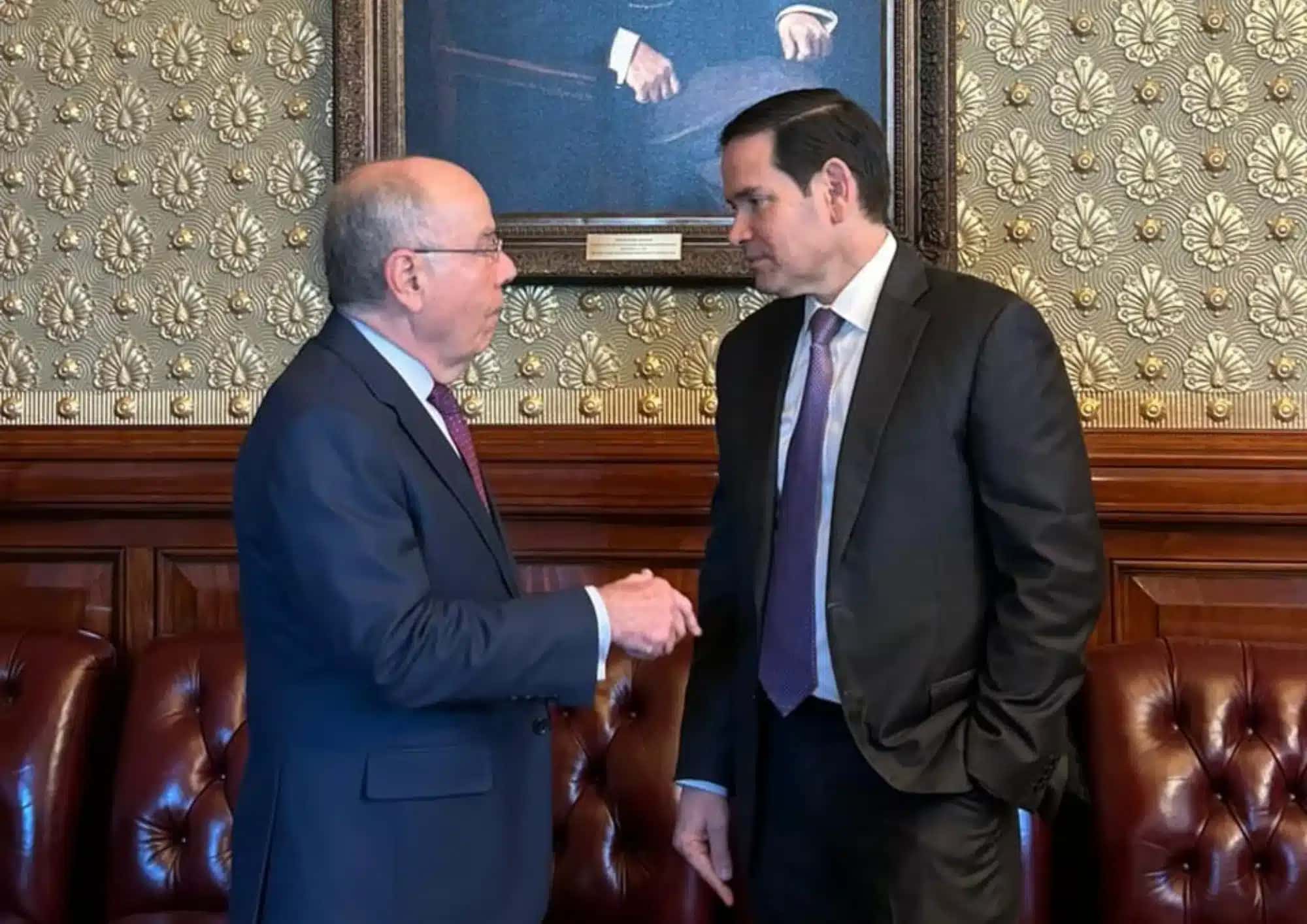 O chanceler brasileiro, Mauro Vieira, e o secretário de Estado do governo dos Estados Unidos, Marco Rubio