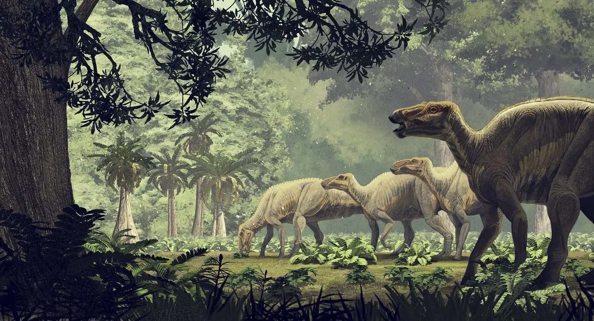 Ilustração mostra o Edmontosaurus annectens, um hadrossauro do Cretáceo Superior da América do Norte
