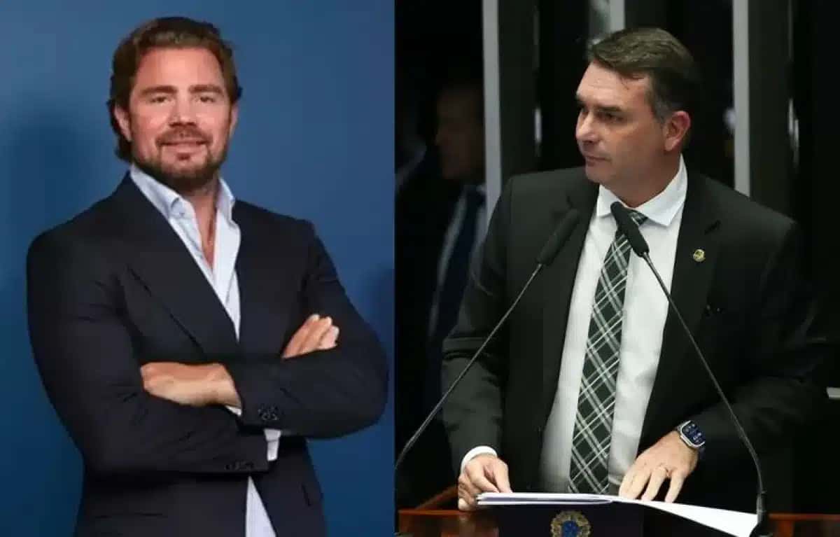 Ex-banqueiro Daniel Vorcaro, CEO do Banco Master, e o senador Flávio Bolsonaro