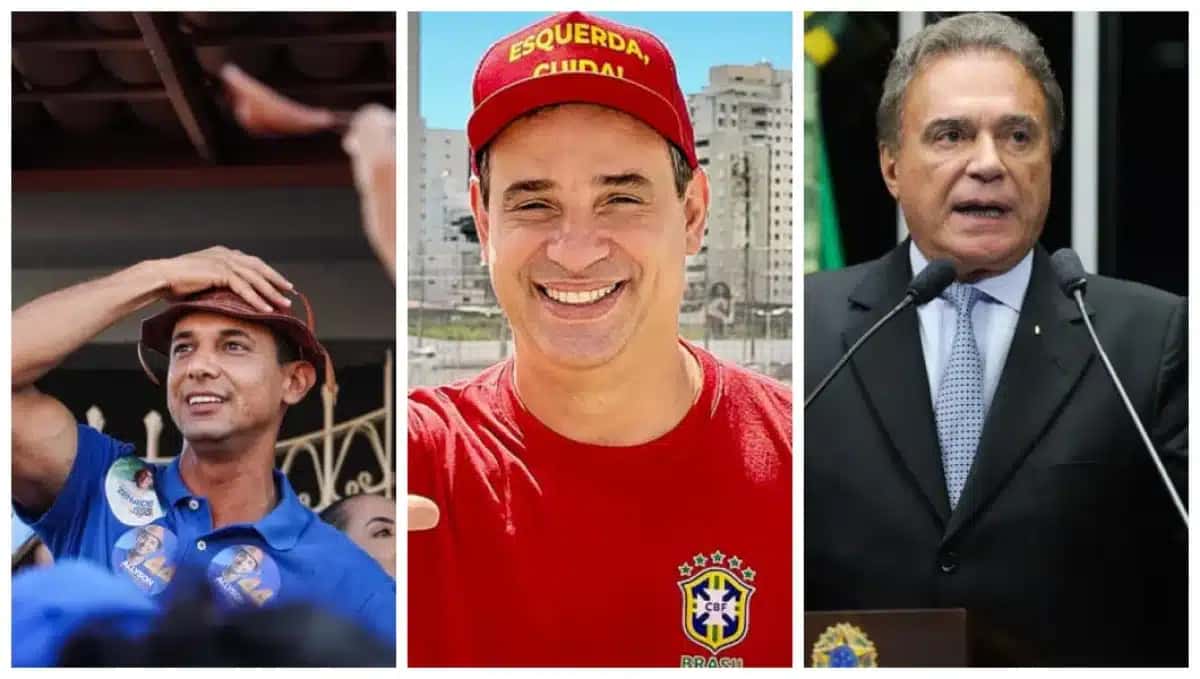 Da esquerda para a direita, Alysson Bezerra (União), Cadu do Lula (PT) e Álvaro Dias (PL)