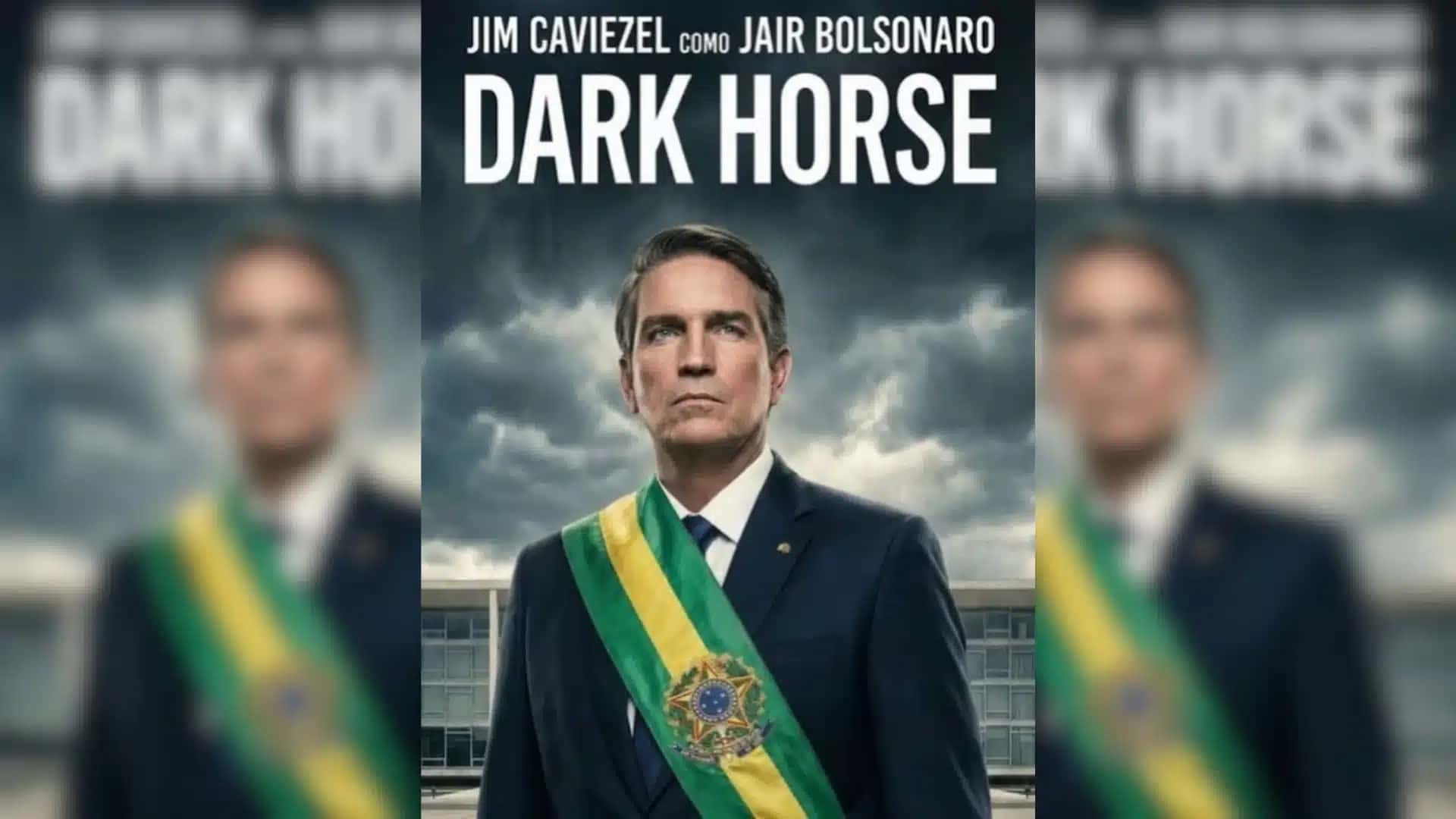 O filme retrata momentos marcantes da campanha presidencial de 2018, como o esfaqueamento sofrido por Bolsonaro em Juiz de Fora, Minas Gerais; na imagem, o cartaz do longa-metragem com o ator Jim Caviezel | Reprodução/Instagram @therealjimcaviezel