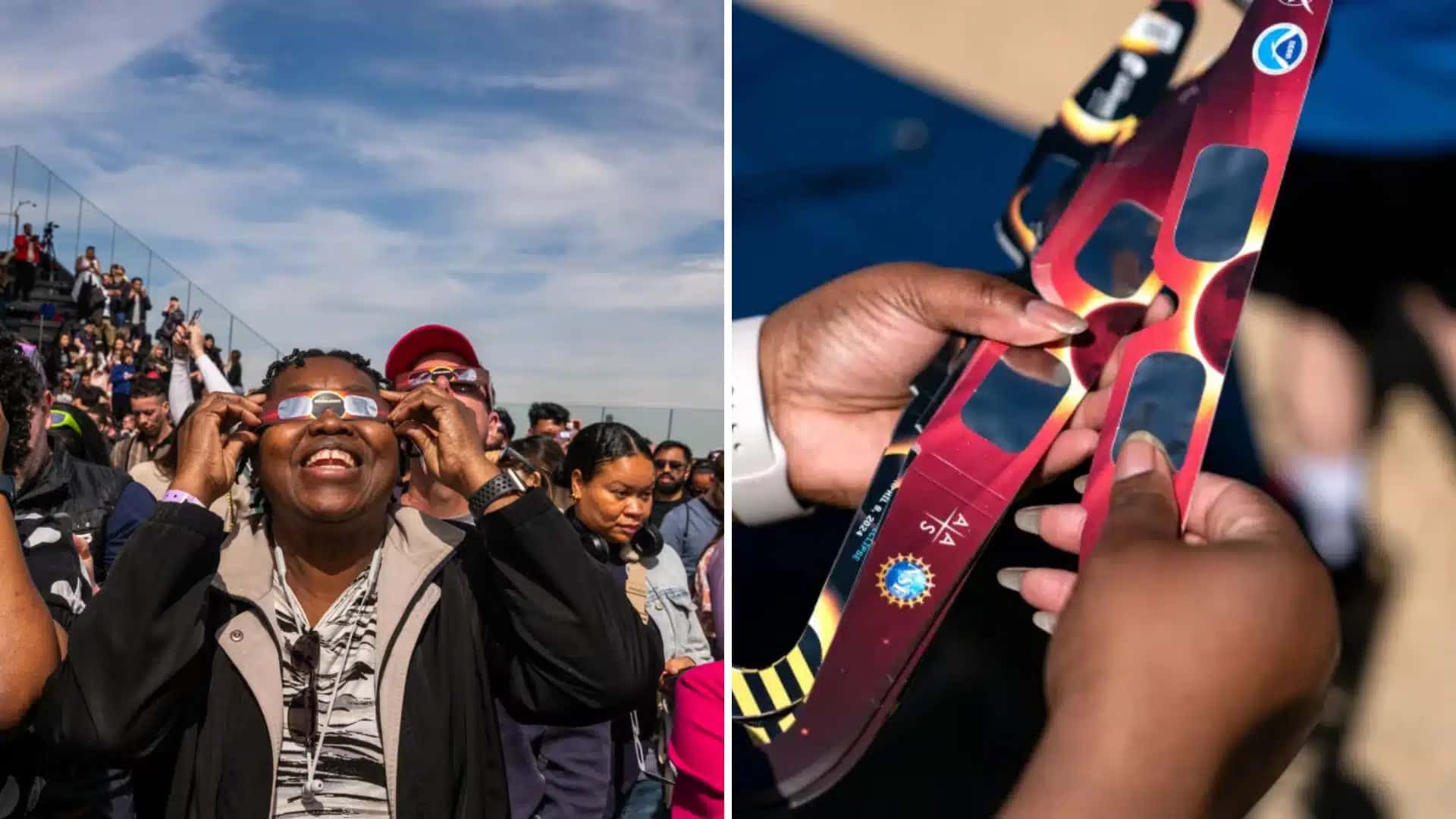 Imagens do eclipse total ocorrido em 2024, em Nova Iorque, nos Estados Unidos.
