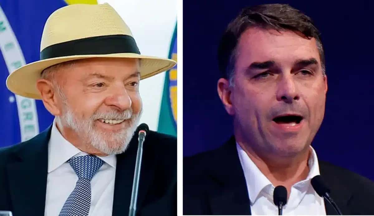 O presidente Lula e o senador Flávio Bolsonaro. Fotos: Ricardo Stuckert e Sergio Lima/AFP