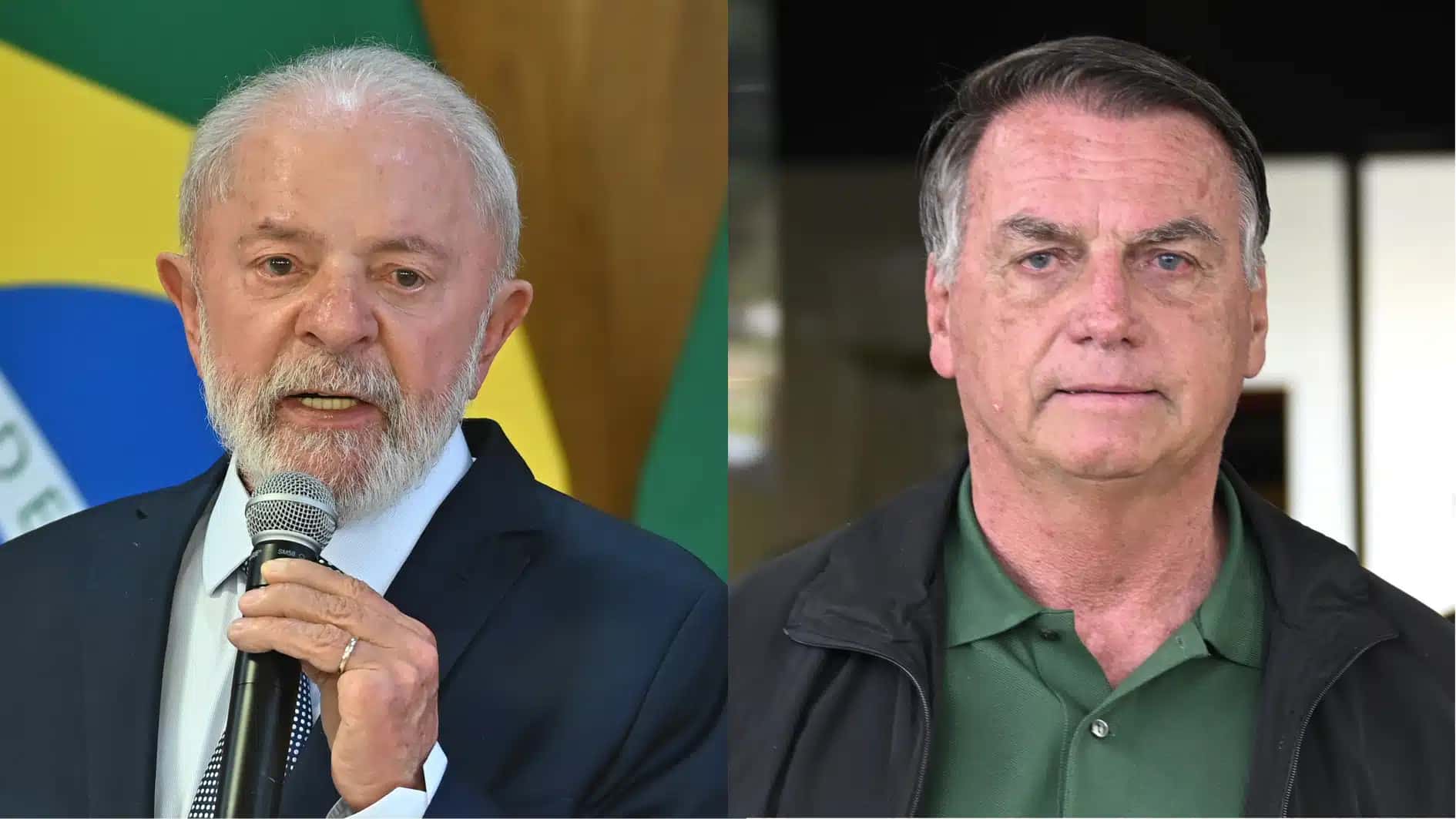O presidente Luiz Inácio Lula da Silva (PT) (à esquerda) e o ex-presidente Jair Bolsonaro (PL) (à direita)