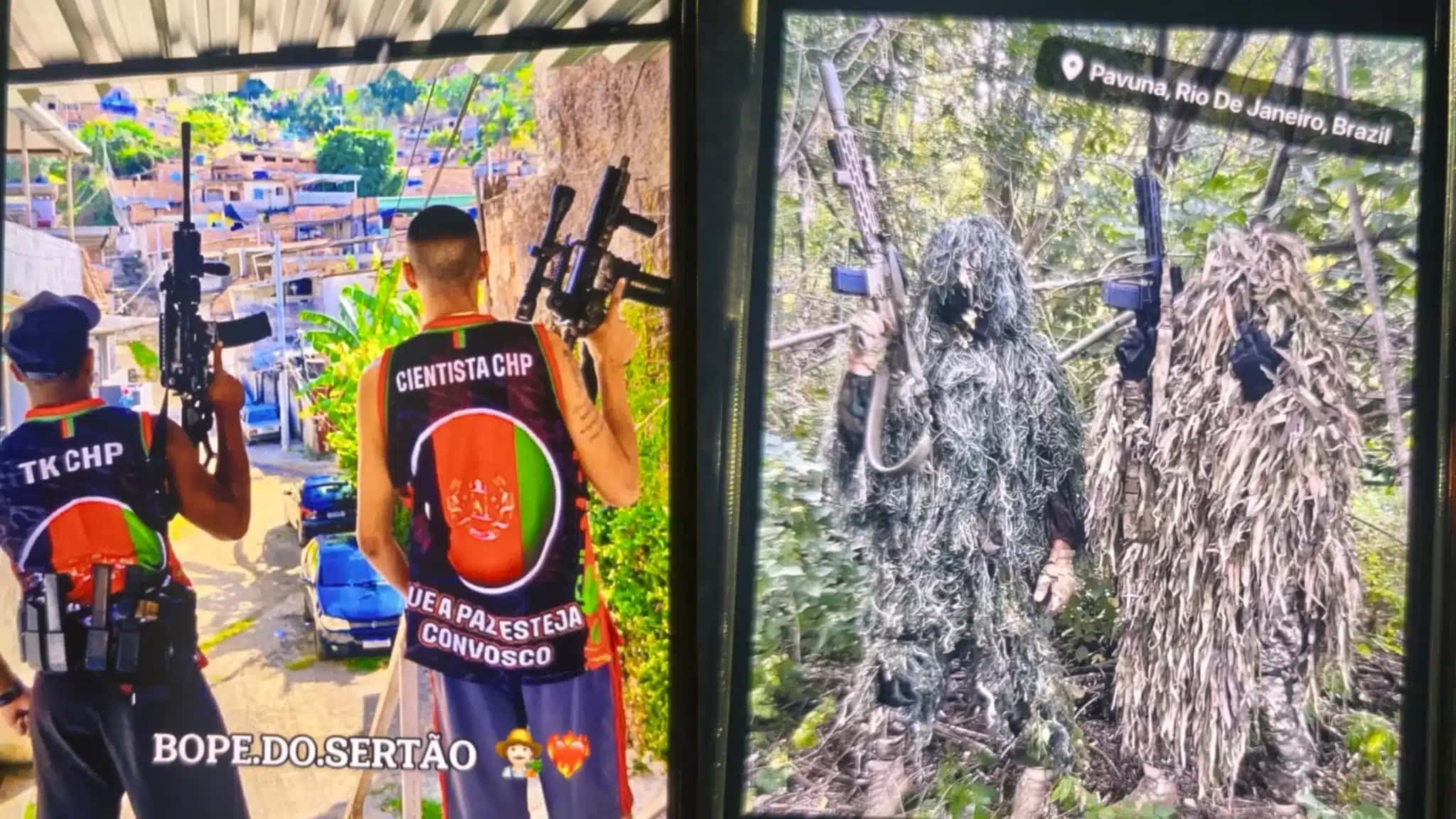 Policiais identificaram fotos que mostram criminosos ostentando armas.