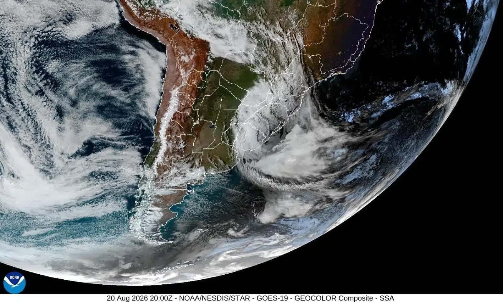 Movimentação do ciclone no Sul do Brasil