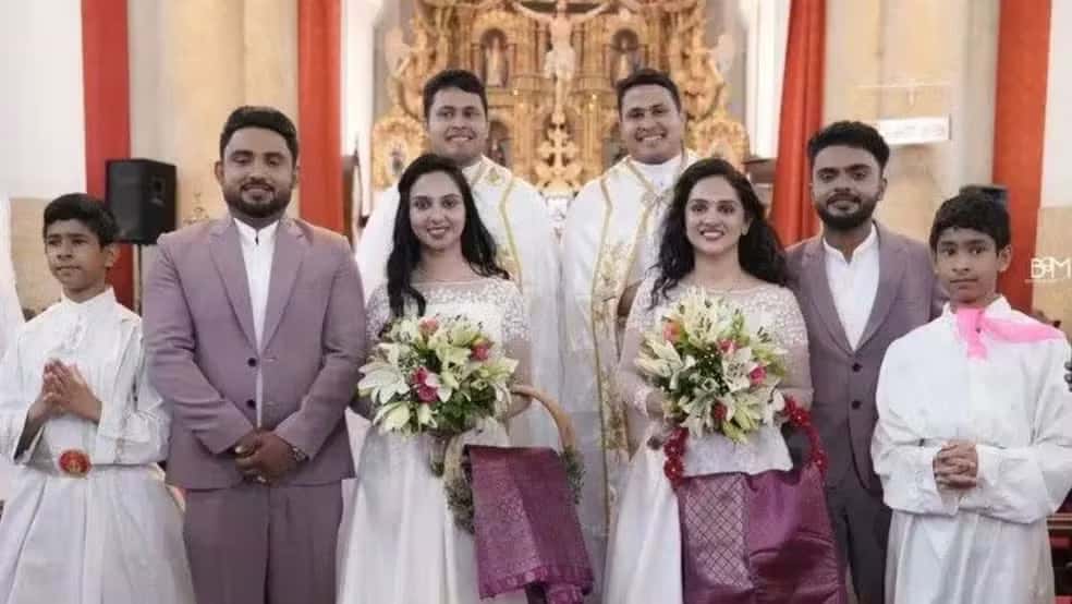 Gêmeos realizam cerimônia de casamento cheia de outros gêmeos