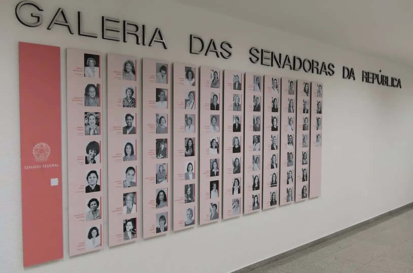 Na imagem, Galeria das Senadoras da República –mural celebra a trajetória e a presença feminina no Senado Federal | Geraldo Magela/Senado