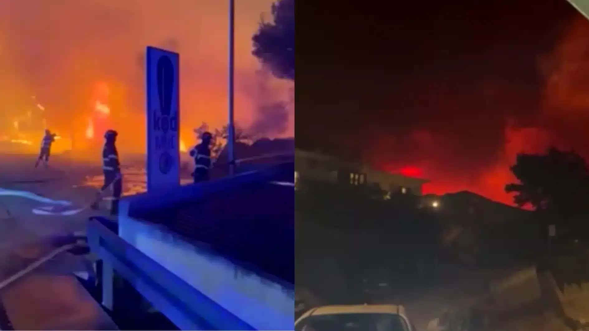 Um incêndio florestal de grandes proporções transformou o céu em vermelho durante a noite na Croácia