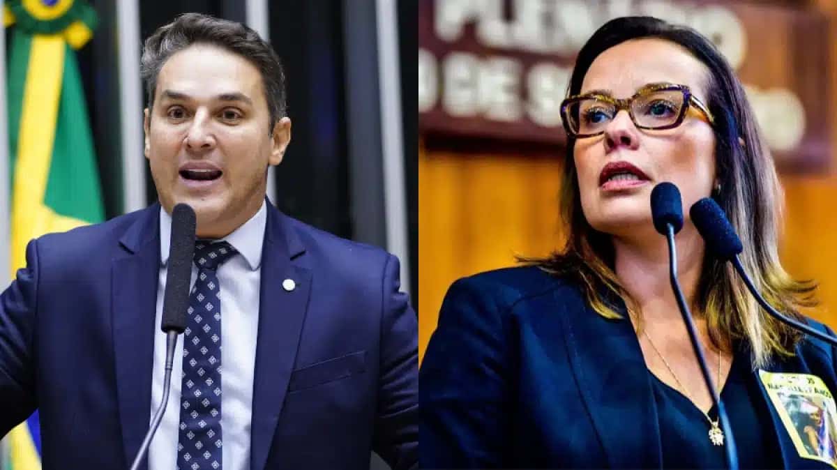 À esquerda, Luciano Zucco (PL-RS); à esquerda, Juliana Brizola (PDT-RS)