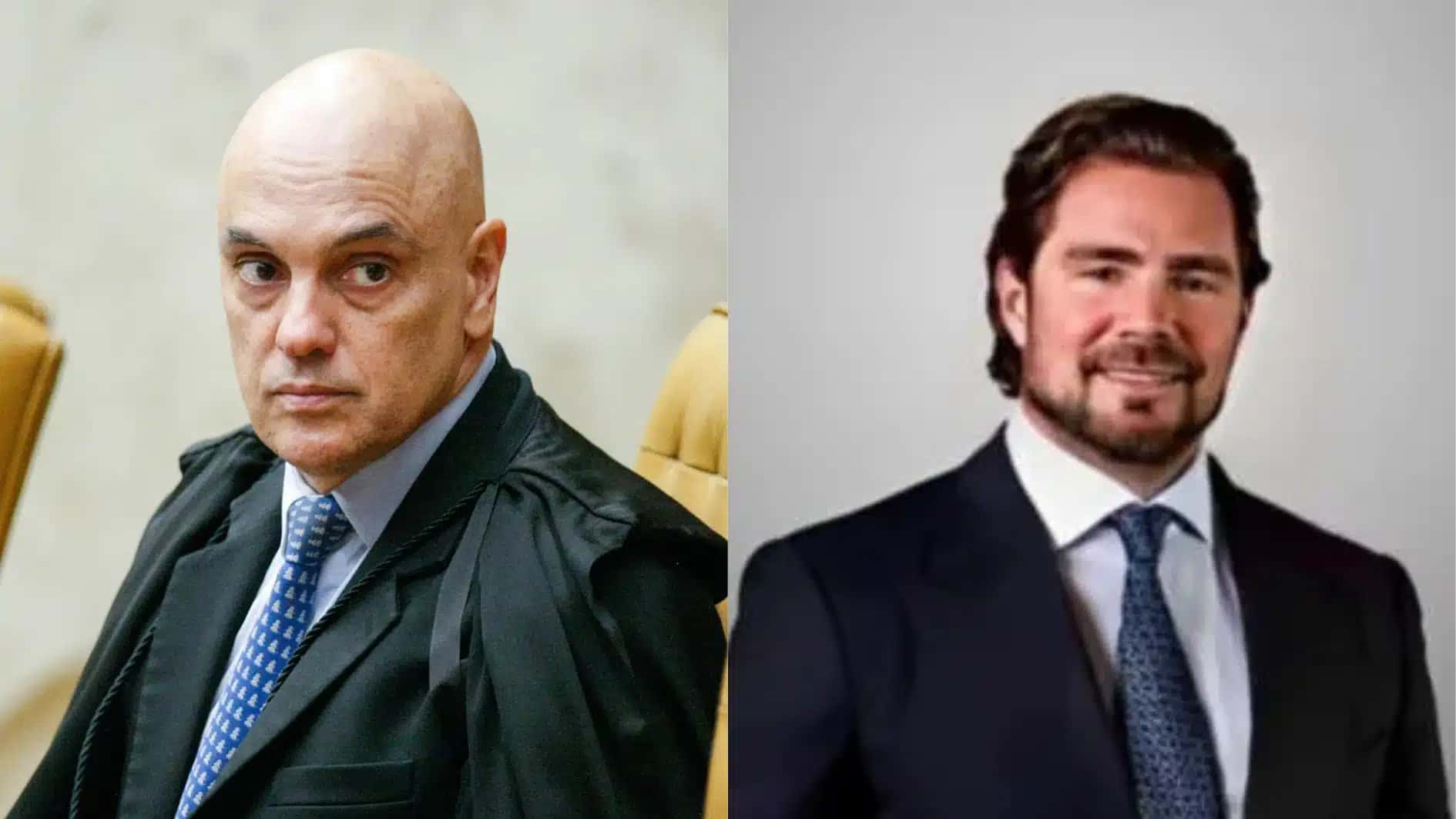 O ministro do STF (Supremo Tribunal Federal), Alexandre de Moraes, e o ex-banqueiro Daniel Vorcaro