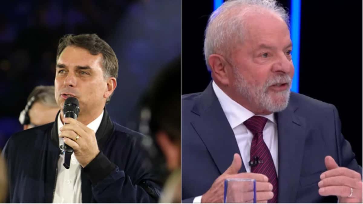 Senador Flávio Bolsonaro e o presidente Lula