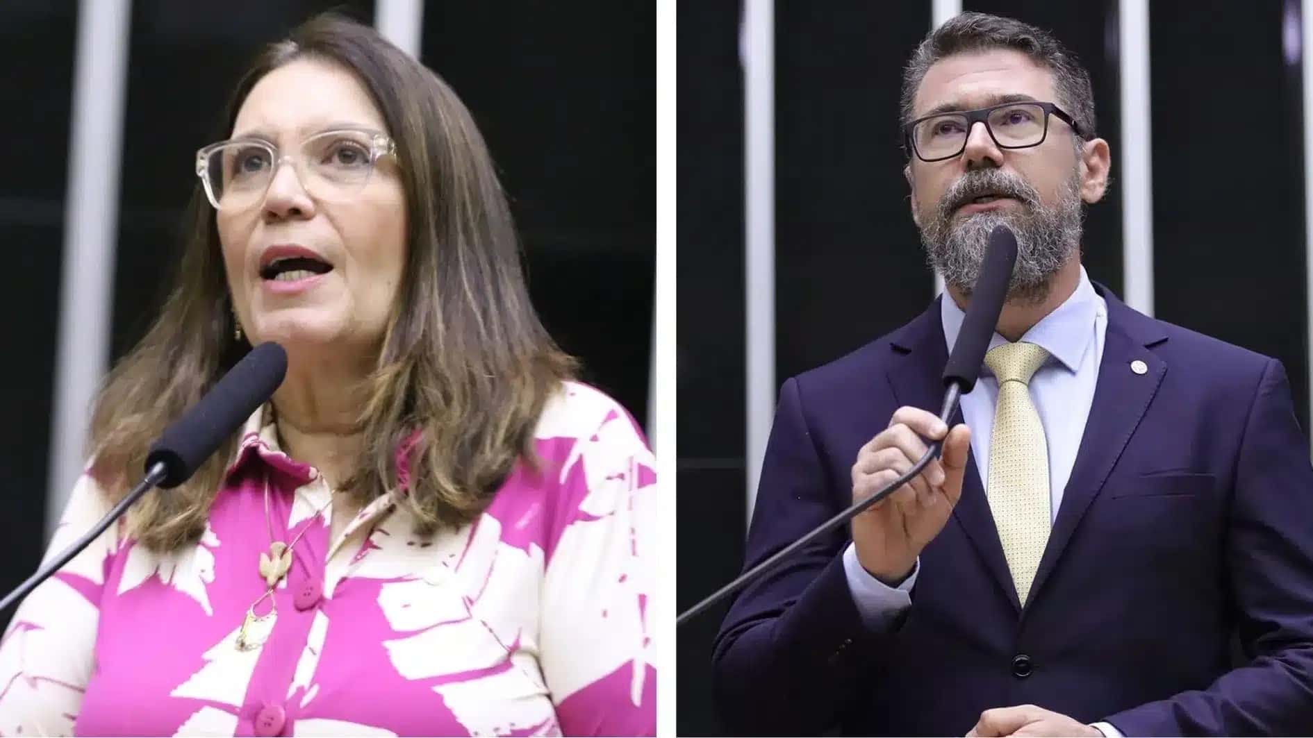 Os deputados federais Bia Kicis (PL-DF) e Marcos Pollon (PL-MS)