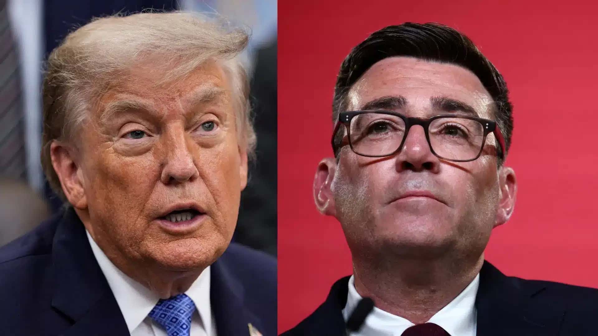 Presidente dos EUA, Donald Trump, e primeiro-ministro do Reino Unido, Andy Burnham