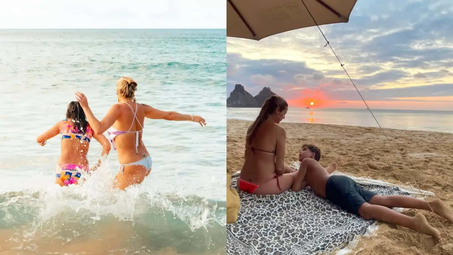 Luana Piovani curte praia com filhos em Portigal