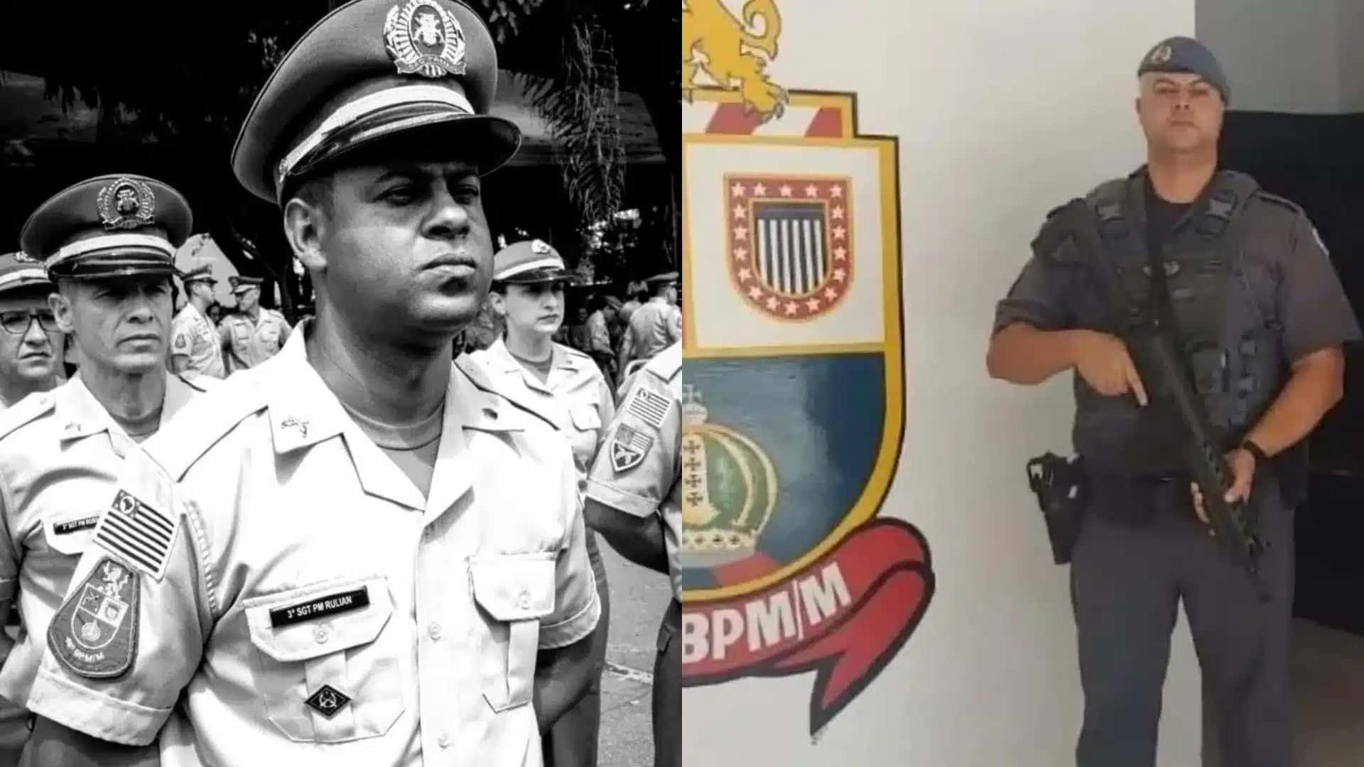 À esquerda. sargento Rulian, assassinado em 2023, e à direita, o capitão Francisco Laroca