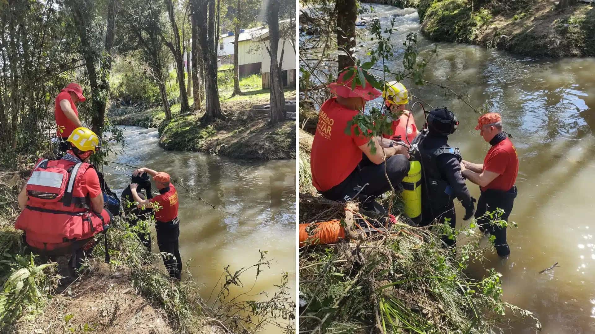 Mulher foi localizada no rio São Marcos, em uma área de difícil acesso.