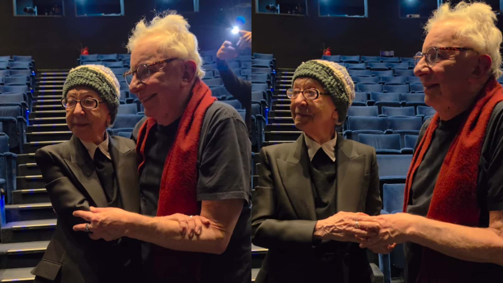 Fernanda Montenegro e Marco Nanini em encontro após apresentação do ator