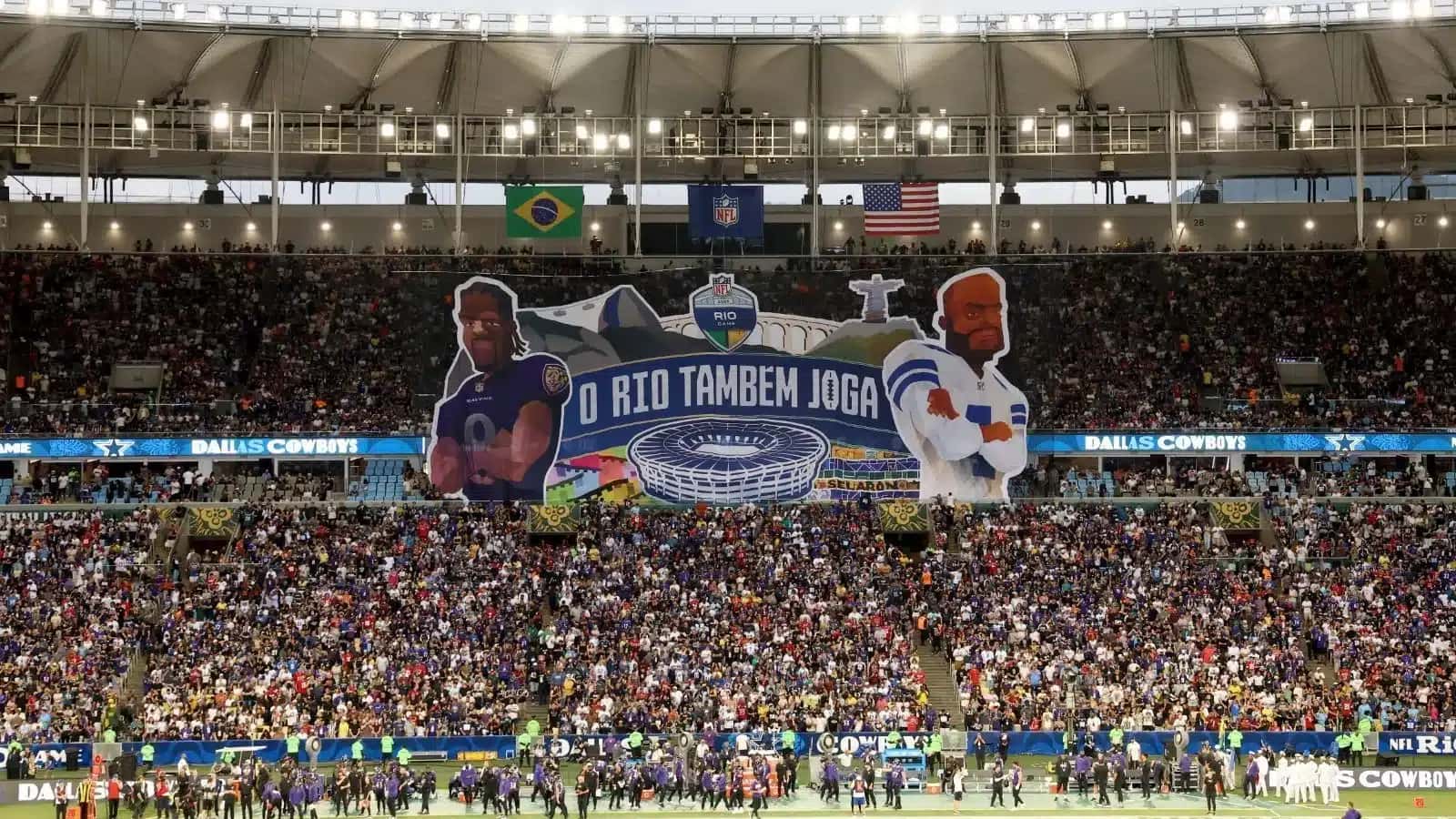 Maracanã recebeu a partida entre Baltimore Ravens e Dallas Cowboys