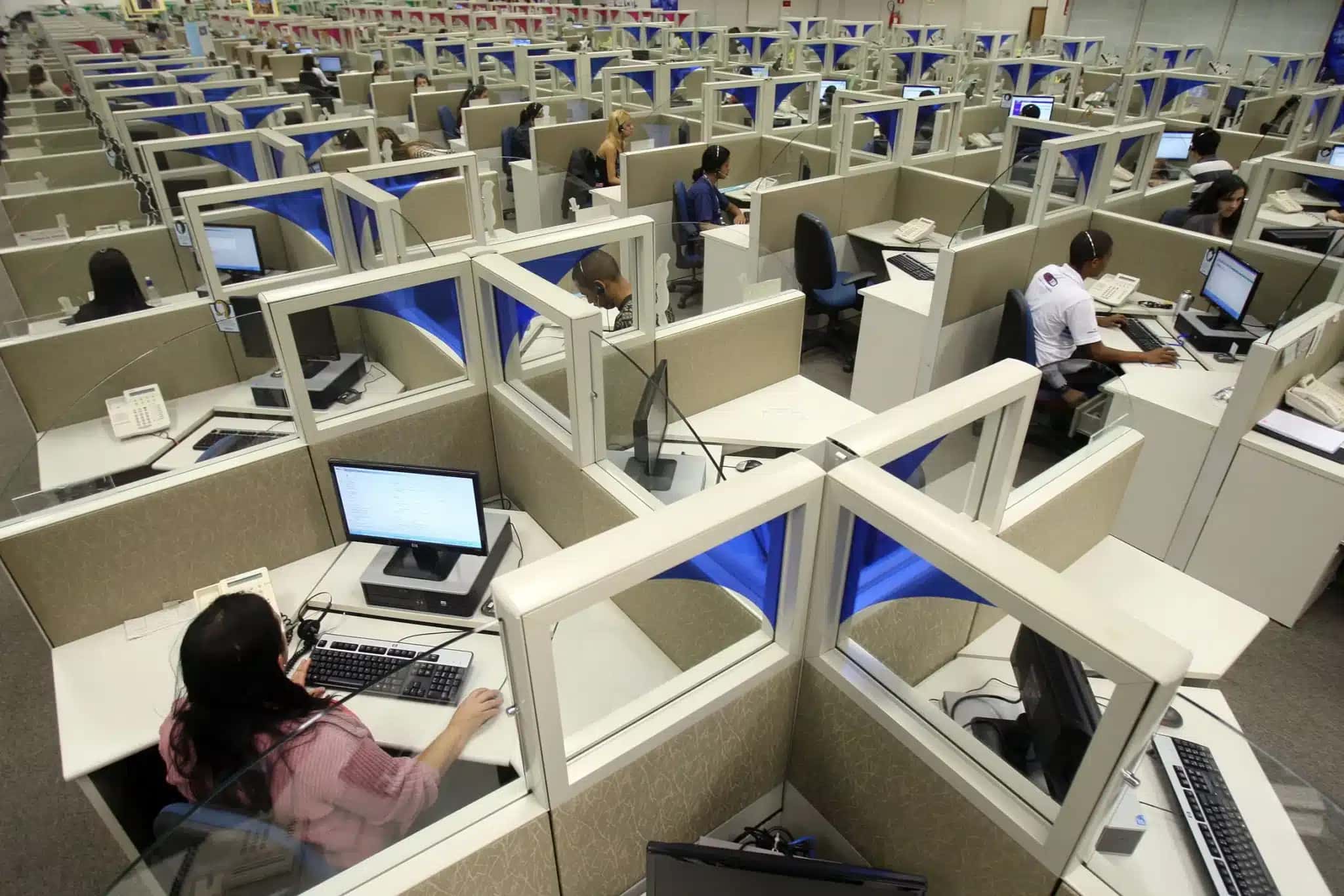 Atendimento de telemarketing.