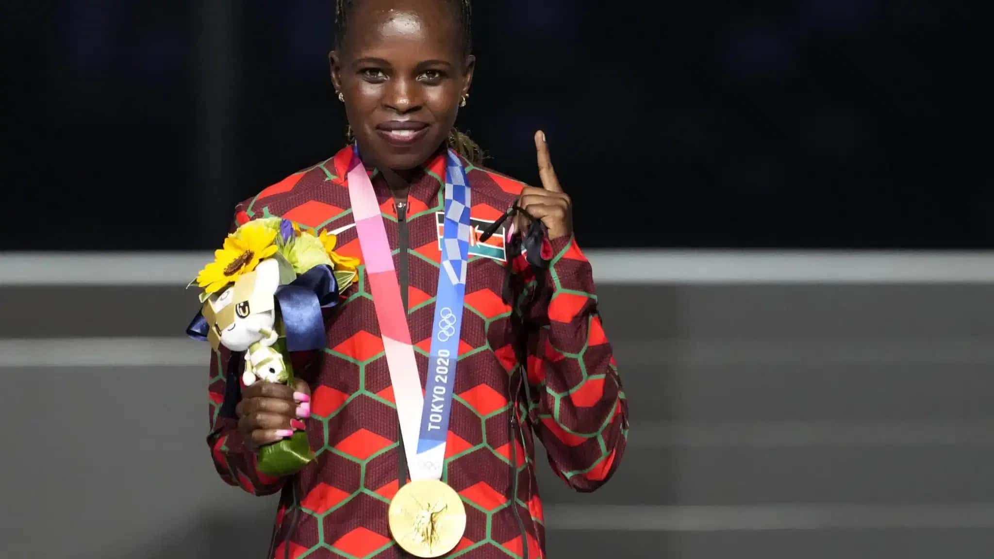 Peres Jepchirchir, do Quênia, medalhista de ouro na maratona feminina nos Jogos Olímpicos de Tóquio.