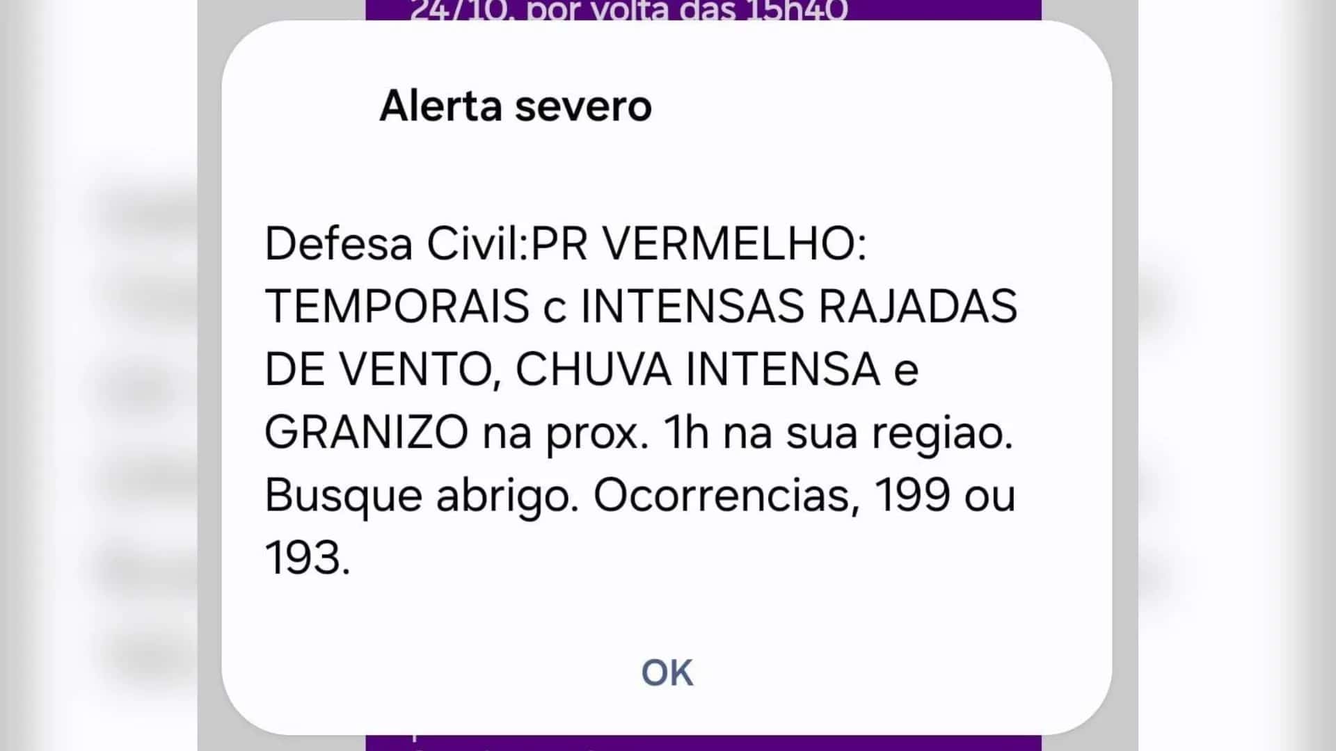 Alerta da Defesa Civil para chuvas intensas no Paraná