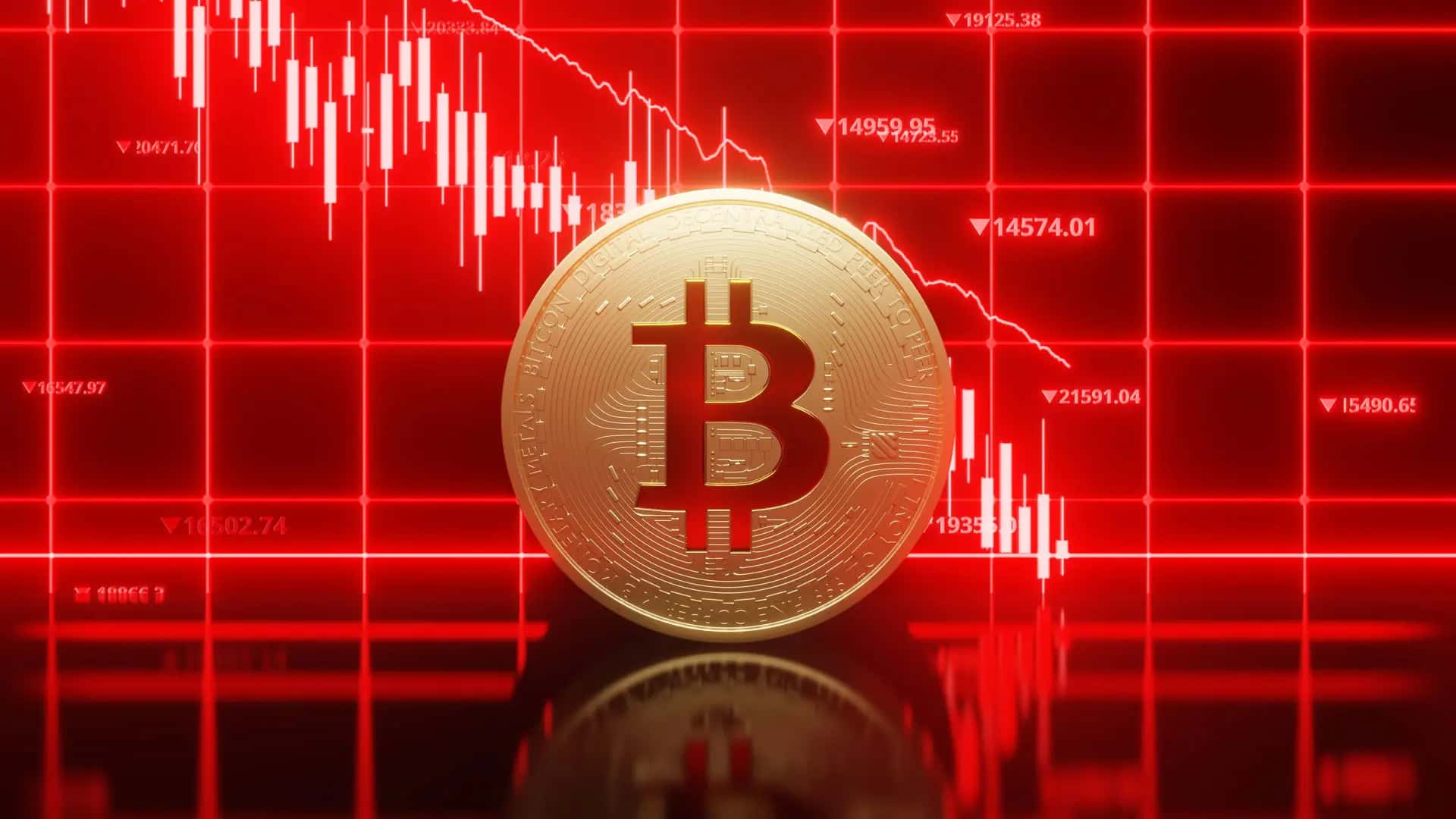 Imagem ilustra movimento negativo de criptomoedas como Bitcoin (Imagem gerada com auxílio de IA/Leonardo Albertino) | Foto: Reprodução/InfoMoney