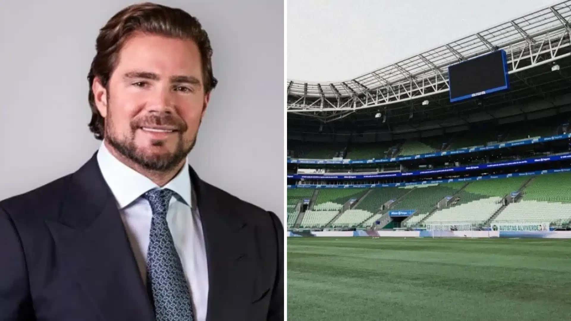 Montagem: Daniel Vorcaro e estádio do Palmeiras.