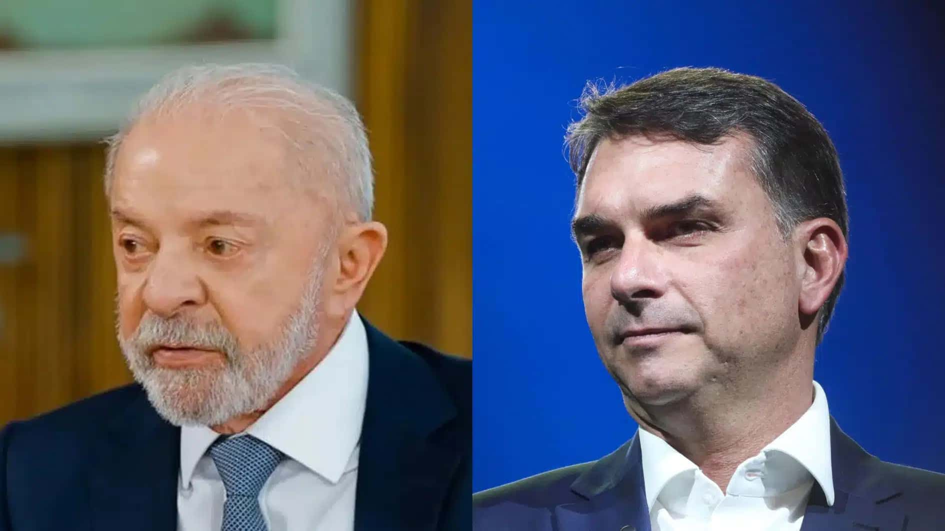 O presidente Luiz Inácio Lula da Silva (PT) e o senador Flávio Bolsonaro (PL-RJ).
