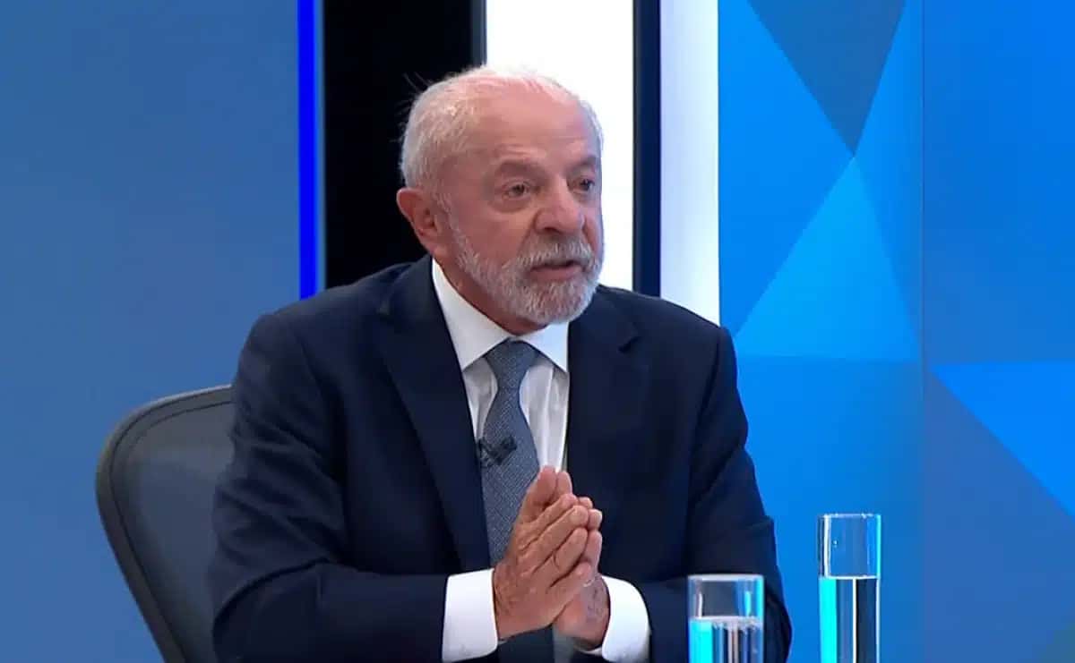 O presidente Luiz Inácio Lula da Silva (PT) durante sabatina na TV Globo nesta quinta-feira (15).