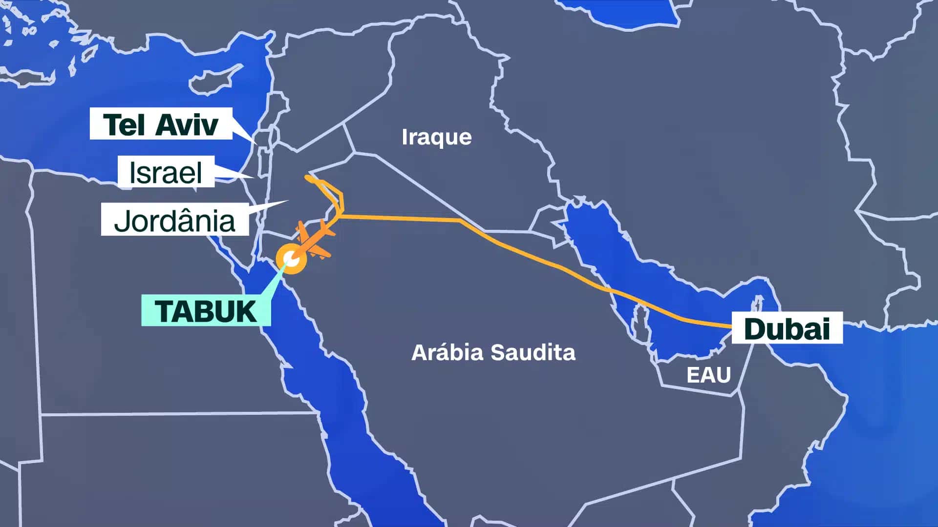 Mapa mostra desvio de avião da Flydubai