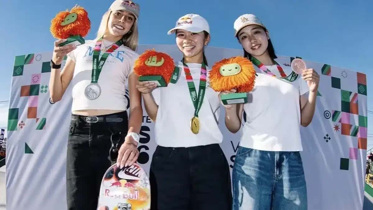 Yumeka Oda, Chloe Covell e Coco Yoshizawa ficaram no pódio do Mundial de Skate.
