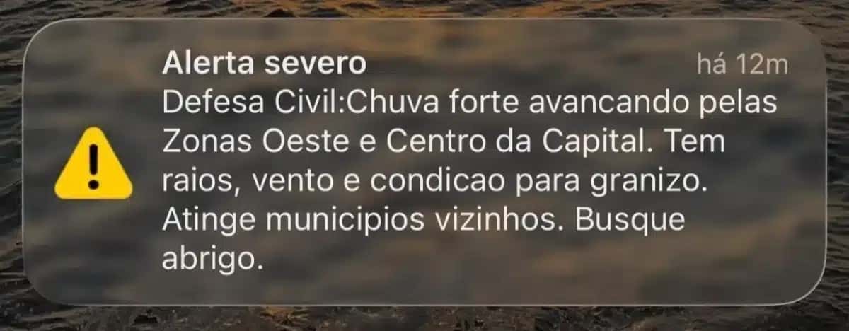 Defesa Civil envia alerta severo para chuva forte nesta sexta-feira (16)