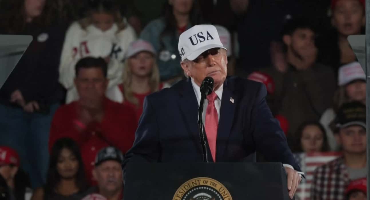 O presidente dos EUA, Donald Trump, durante comício na Carolina do Norte, em 20 de outubro de 2026.