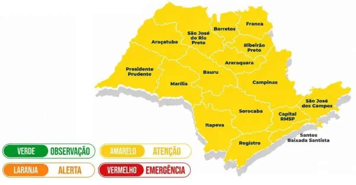 Estado de São Paulo em atenção para três dias de chuva