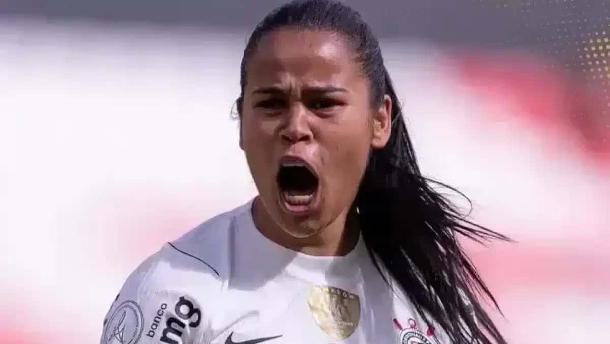 Jaqueline comemora gol do Corinthians na Libertadores Feminina.