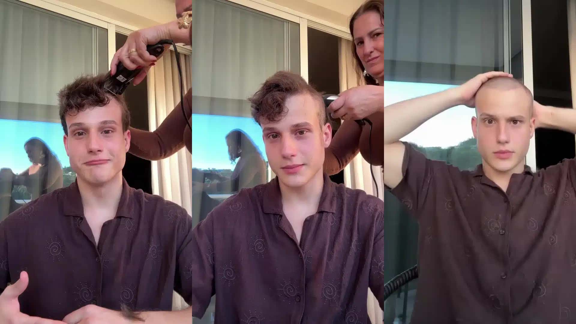 Influenciador mostrou momento em que raspou o cabelo após começar quimioterapia.