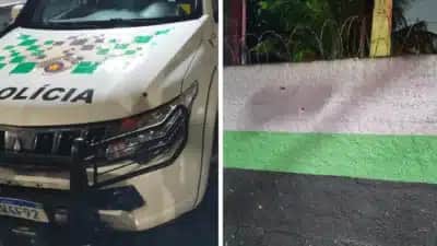 Ataque a tiros atinge viatura e muro da base da PM Ambiental no Guarujá