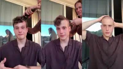 Lorenzo Fischer raspa o cabelo durante tratamento contra câncer e pede: “É bom sorrir”