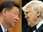(COMBO) This combination of pictures created on April 09, 2025 shows, L-R, Chinese President Xi Jinping in Beijing on February 6, 2025 and US President Donald Trump in Washington, DC on April 8, 2025. China announced Wednesday massive retaliatory tariffs on US goods, sharply escalating a trade war started by President Donald Trump and fuelling fresh panic in global markets. Trump's latest salvo of tariffs came into effect on dozens of trading partners earlier Wednesday, including punishing duties of 104 percent on imports of Chinese products. (Photo by Andres MARTINEZ CASARES and SAUL LOEB / various sources / AFP)