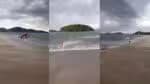 Ventos intensos levam cadeiras de praia para o mar na região costeira de SP; assista ao vídeo